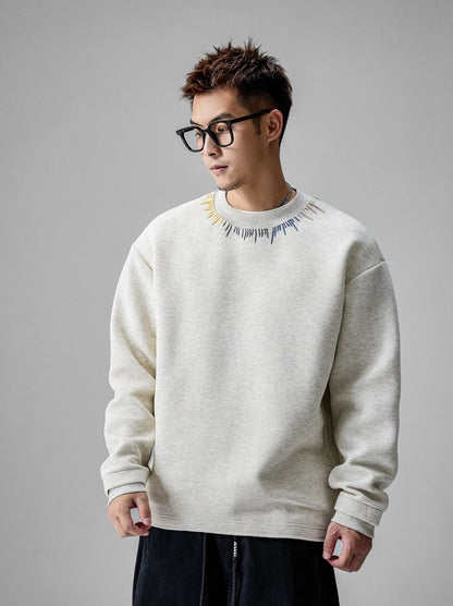 Cozy Embroidered Crew Neck Sweater
