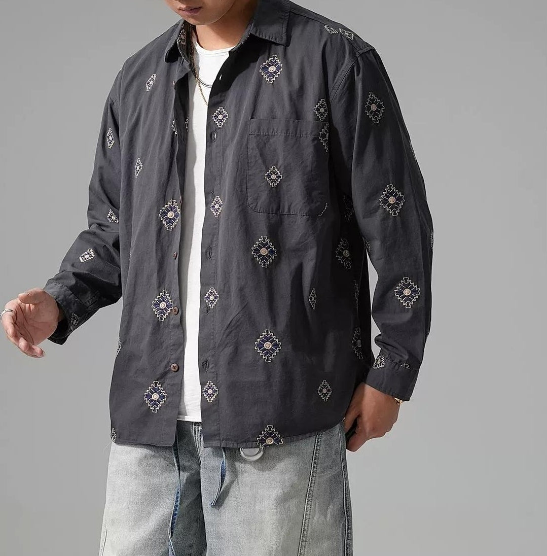 刺繍ロングスリーブシャツ