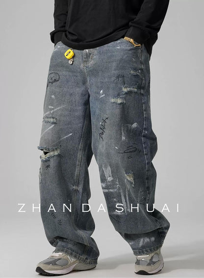 ストリートスタイルワイドレッグジーンズ