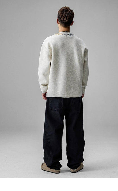 Cozy Embroidered Crew Neck Sweater