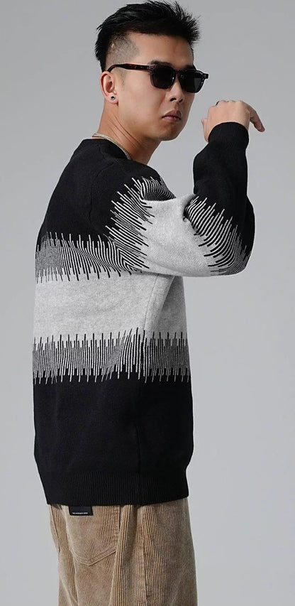 Color Block Round Neck Sweater