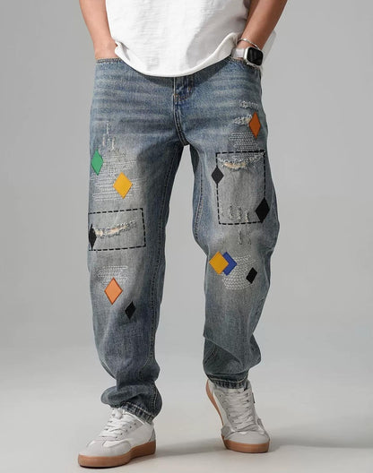 ストリートスタイル刺繍ジーンズ