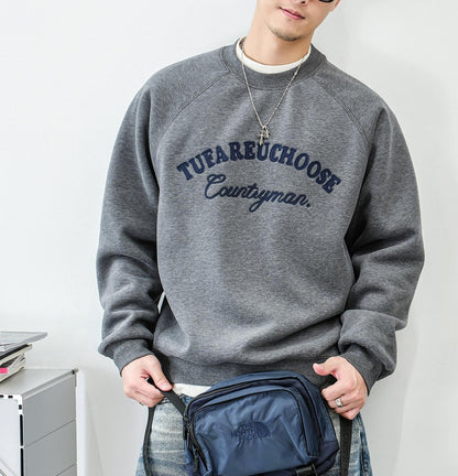 Casual fleece embroidered sweatshirt