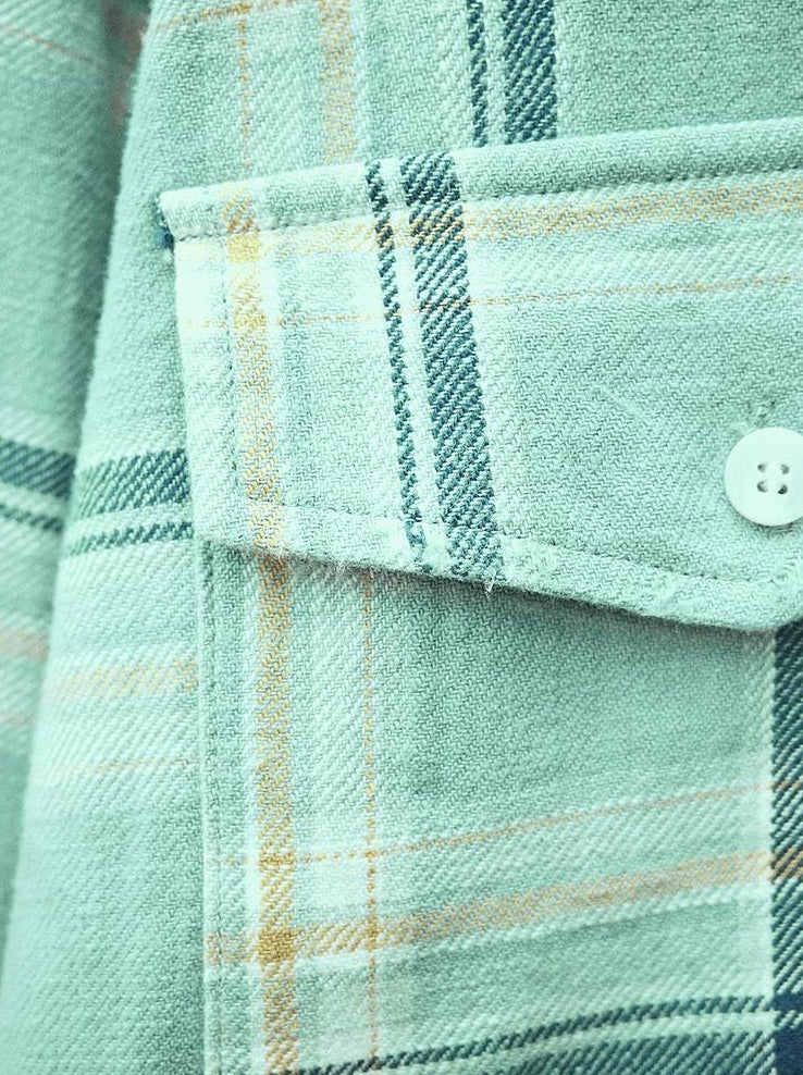 Plaid Spliced Long Sleeve Shirt