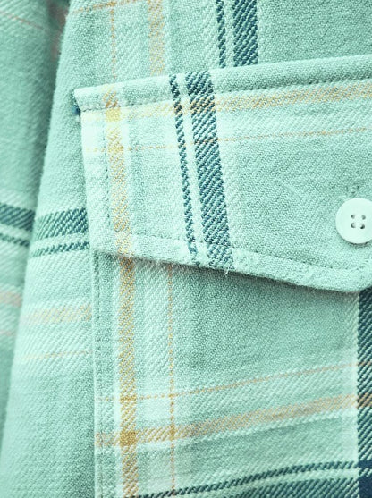 Plaid Spliced Long Sleeve Shirt