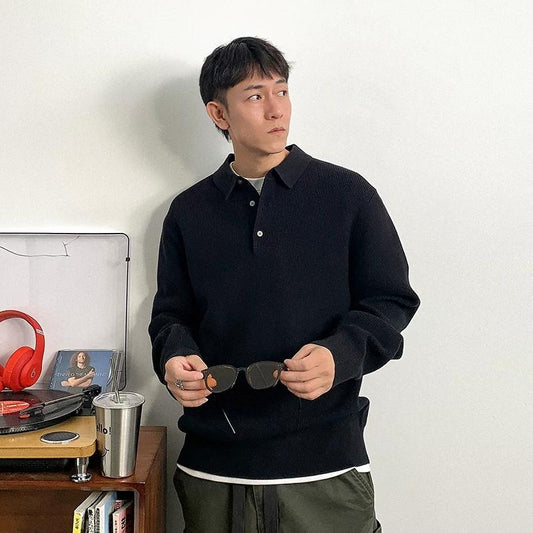 カジュアルニットポロジャンパー