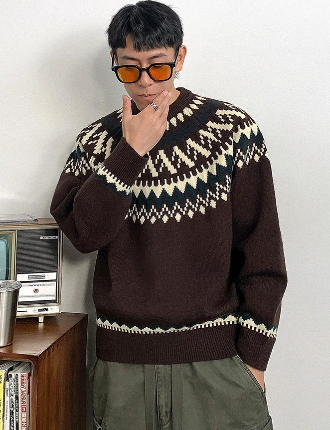 Retro Fair Isle Knit Sweater
