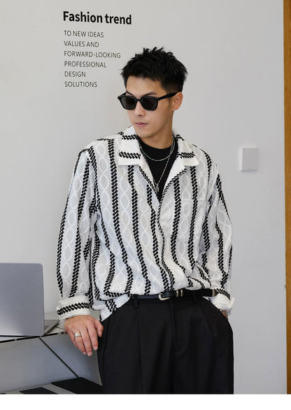 Striped Long-Sleeve Casual Shirt