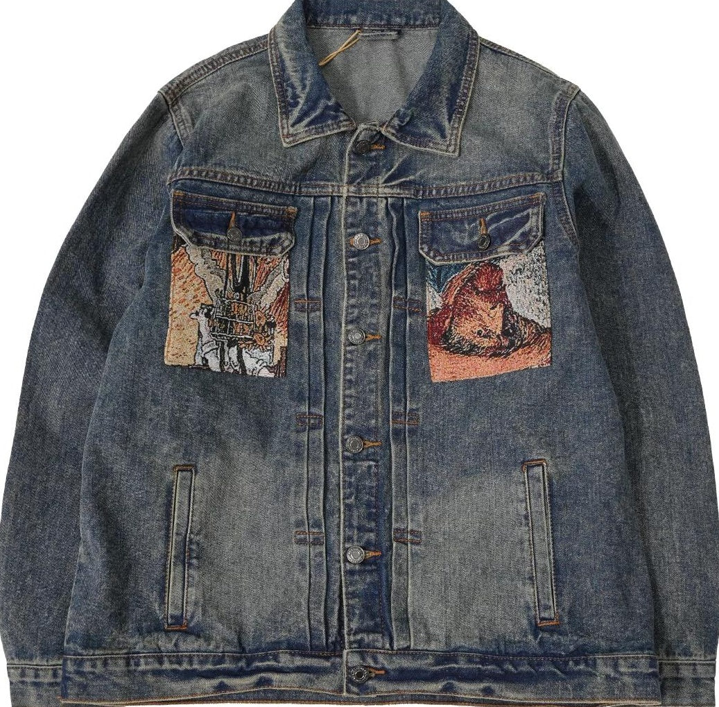 ヘビー刺繍デニムジャケット