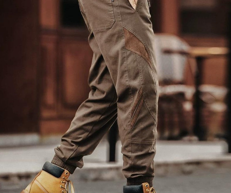 Retro Color Block Work Pants