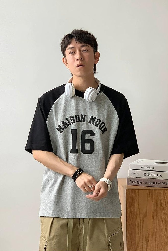 Color Block Letter Print Tee