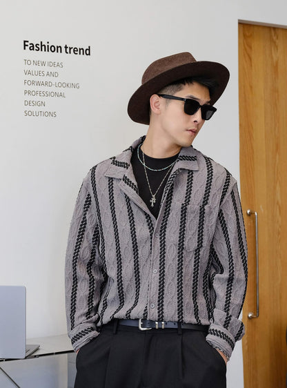 Striped Long-Sleeve Casual Shirt