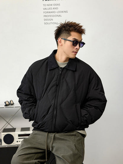 Black Lapel Down Jacket