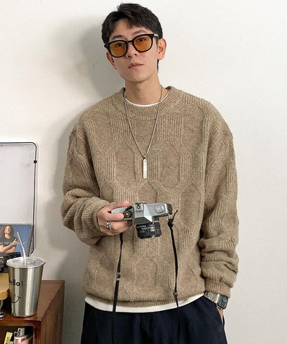 Wool-blend jacquard knit sweater