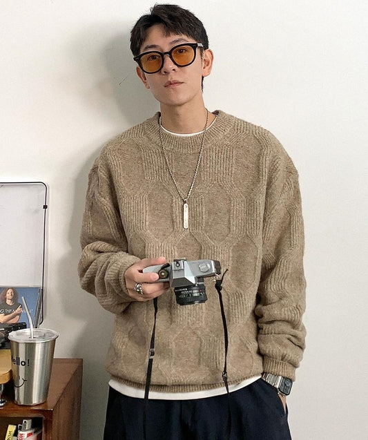Wool-blend jacquard knit sweater