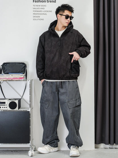 ファッションカモフラージュハーフジップジャケット