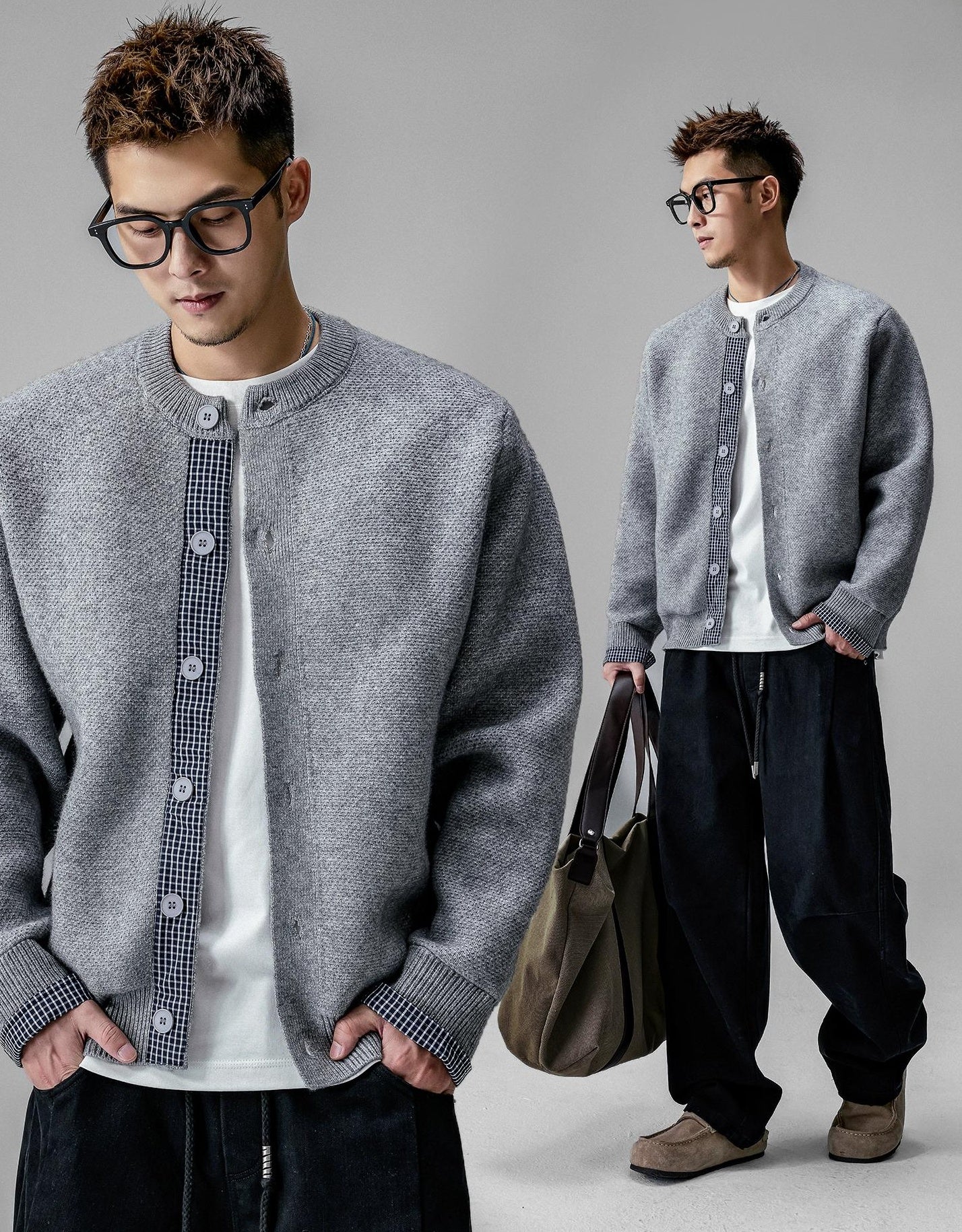 Patchwork Button Cardigan