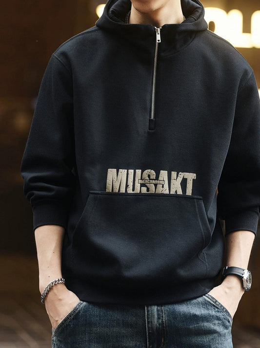 ブルーレトロハーフジップセーター