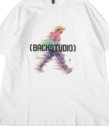 カジュアルグラフィックコットンＴシャツ