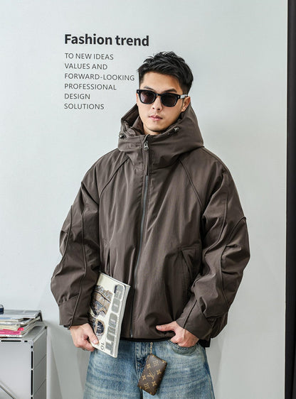 ドローストリングフードダウンジャケット