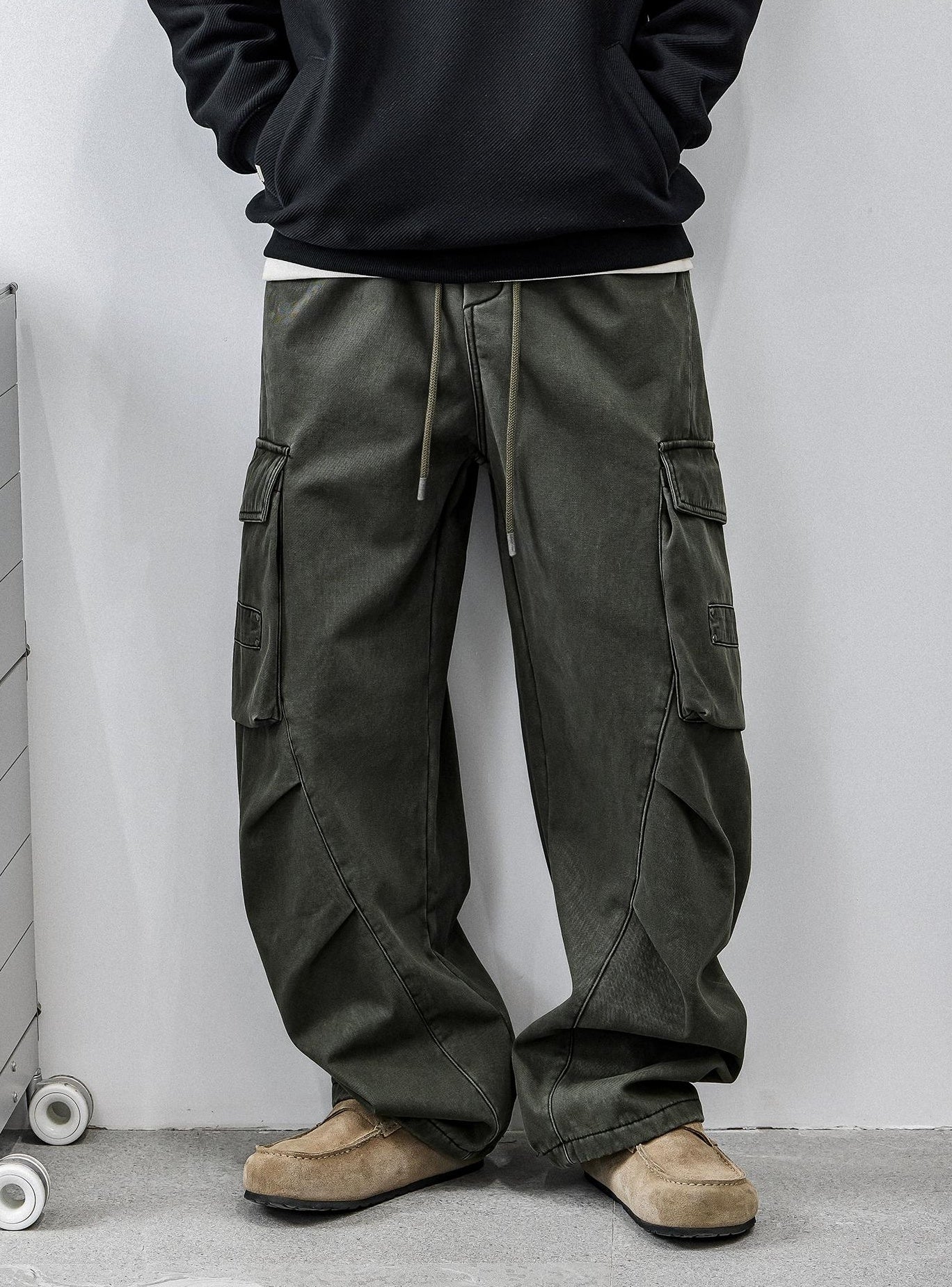 Retro Green Multi-Pocket Work Pants