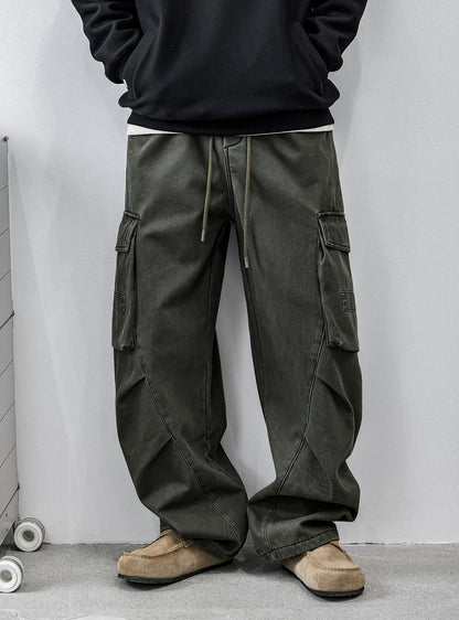 Retro Green Multi-Pocket Work Pants