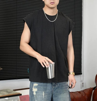 レトロ コットン ノースリーブ Tシャツ