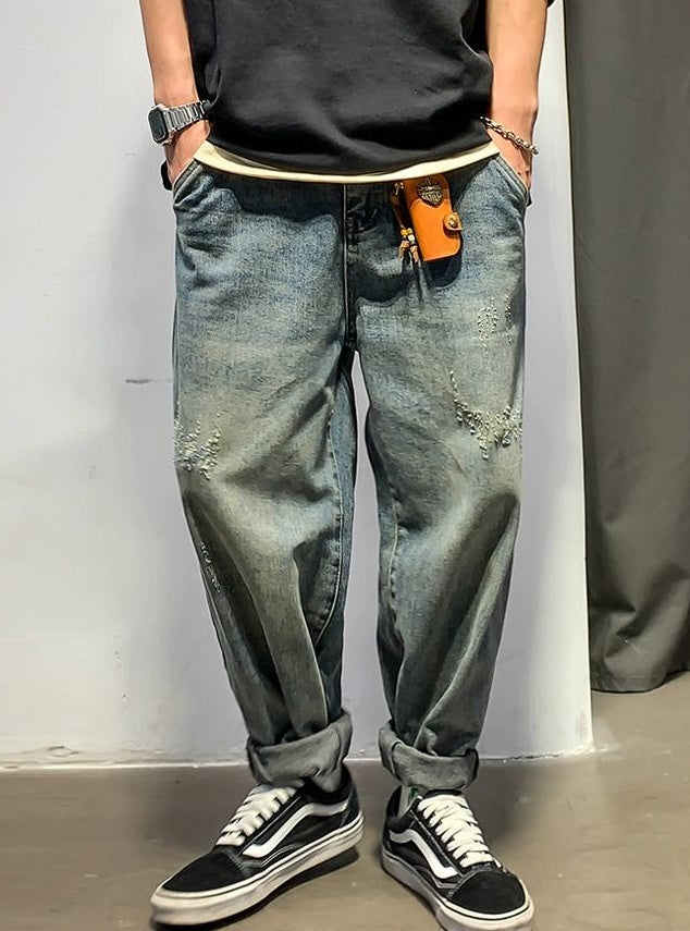 レトロヒップホップストレートパンツ