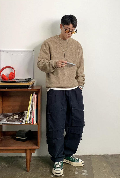 Wool-blend jacquard knit sweater