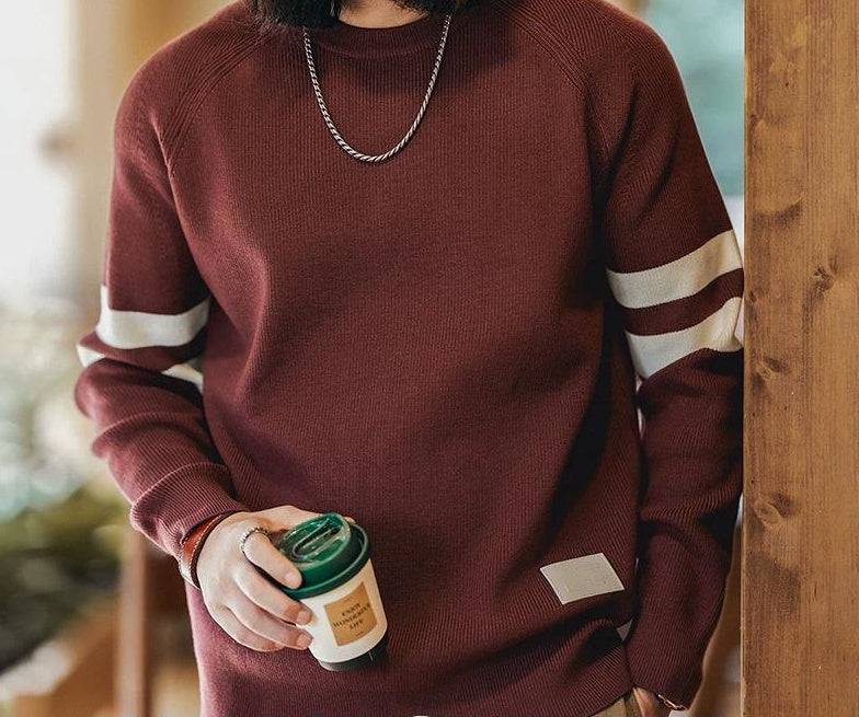 Retro Color Block Knit Sweater