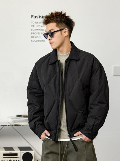 Black Lapel Down Jacket