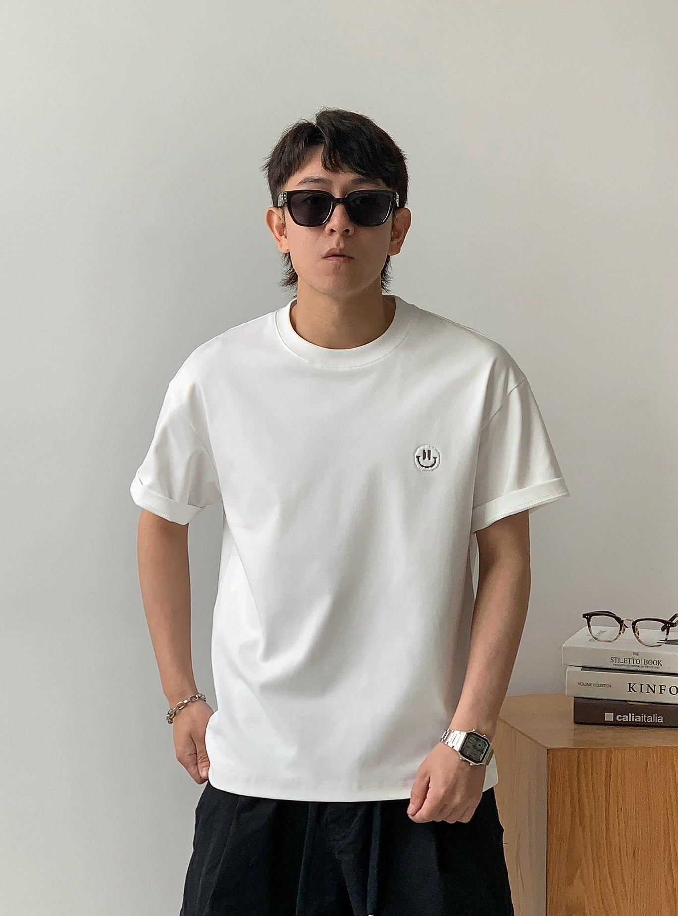 Smiley Face Embroidered Tee