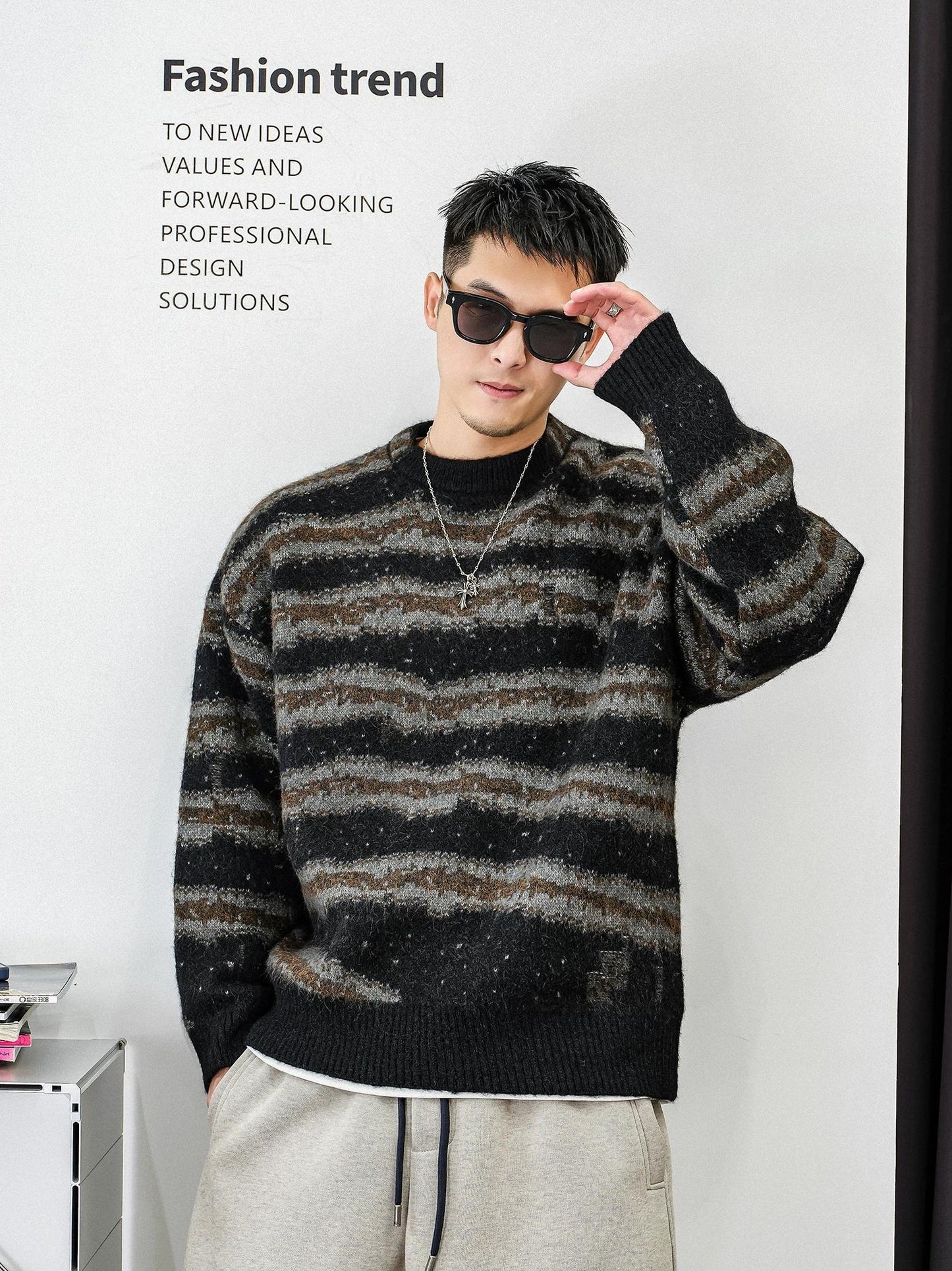 レトロストライプニットジャンパー