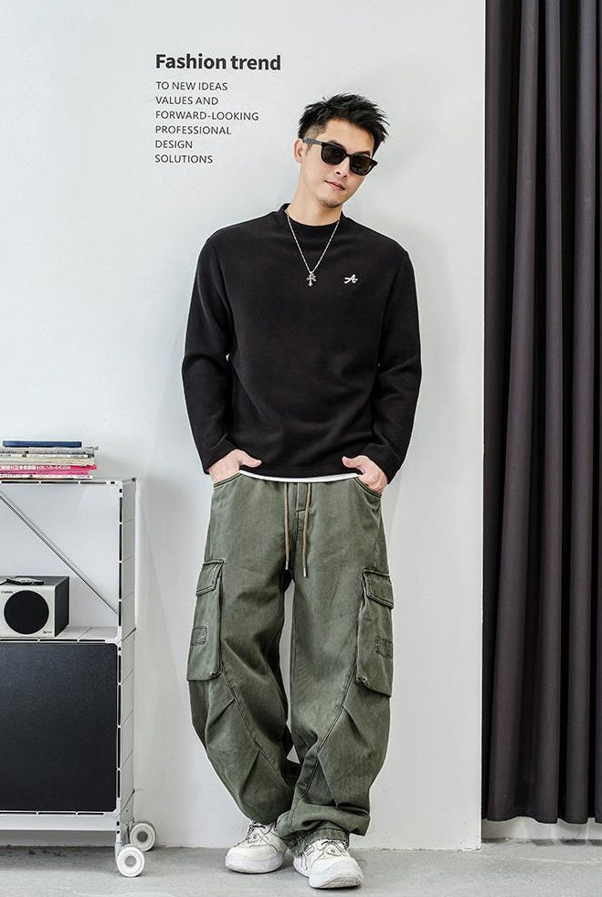 Cozy Mixed Fabric Long Sleeve