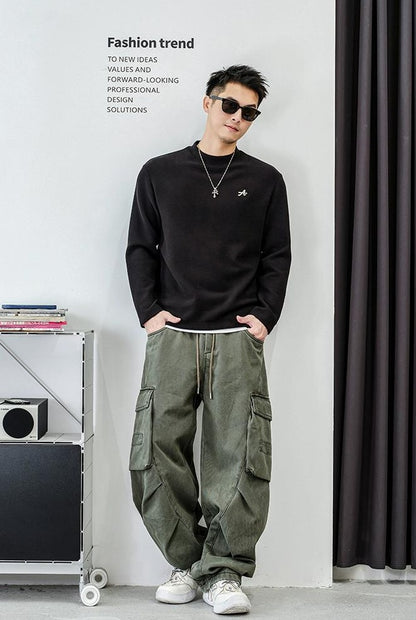 Cozy Mixed Fabric Long Sleeve