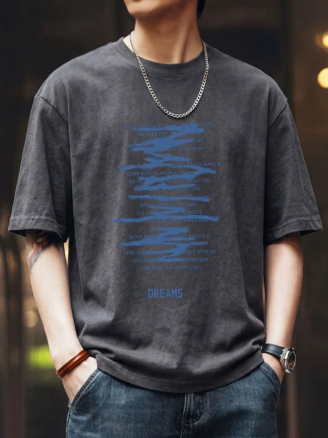 レトロプリント ルーズフィットTシャツ