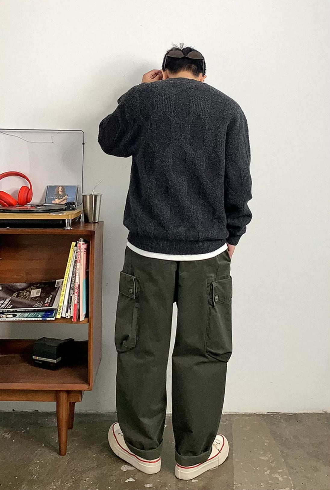 Wool-blend jacquard knit sweater