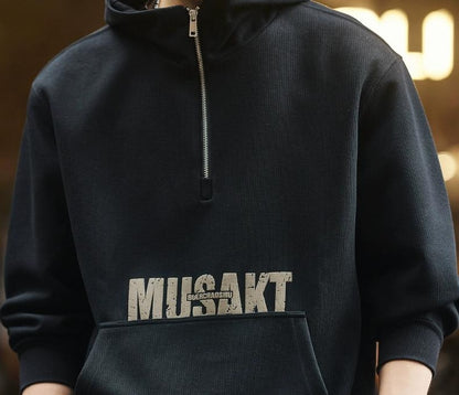 ブルーレトロハーフジップセーター