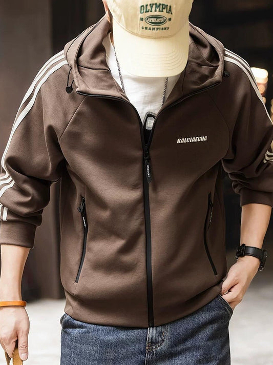 ビッグストライプフード付きカーディガン