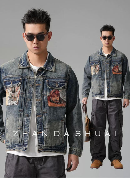 ヘビー刺繍デニムジャケット