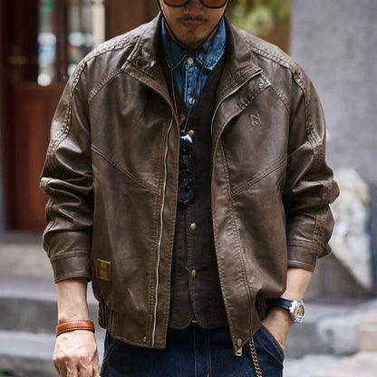 ヴィンテージ　ブルー　レザー　ジャケット