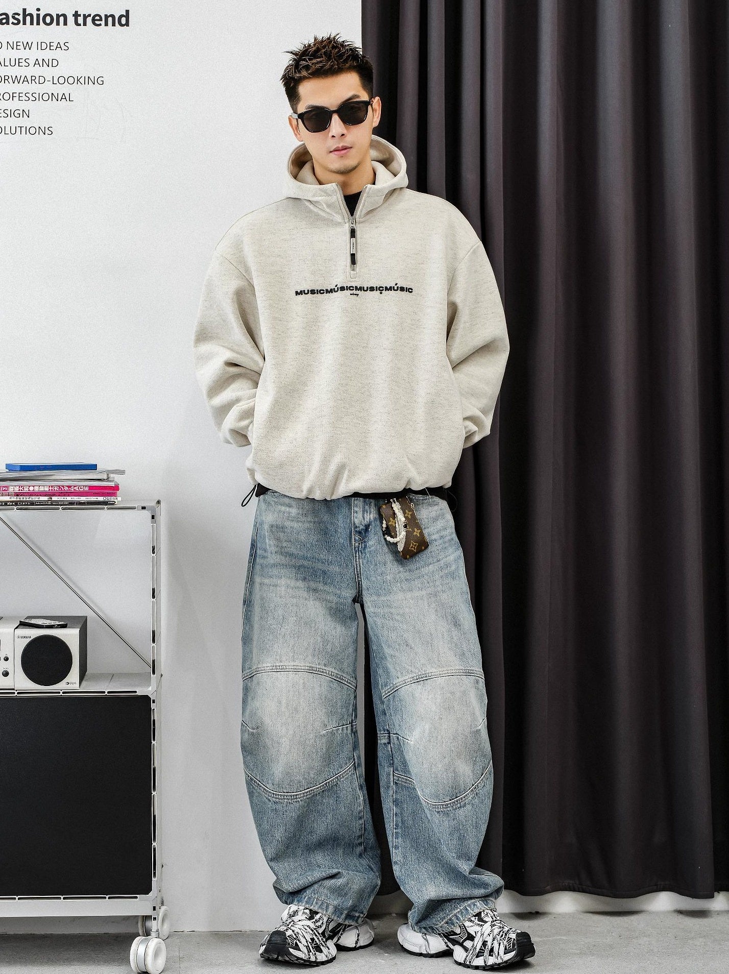 フリース入りロングスウェット