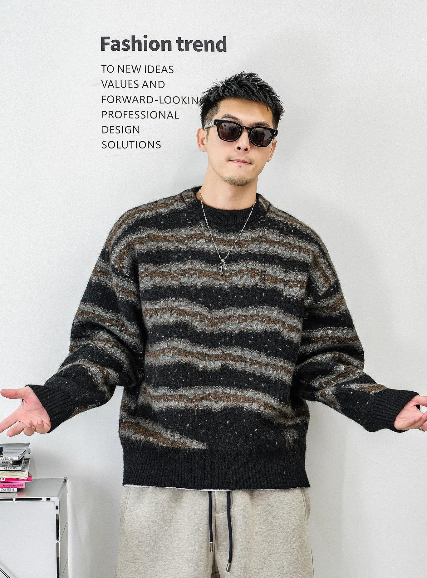 レトロストライプニットジャンパー