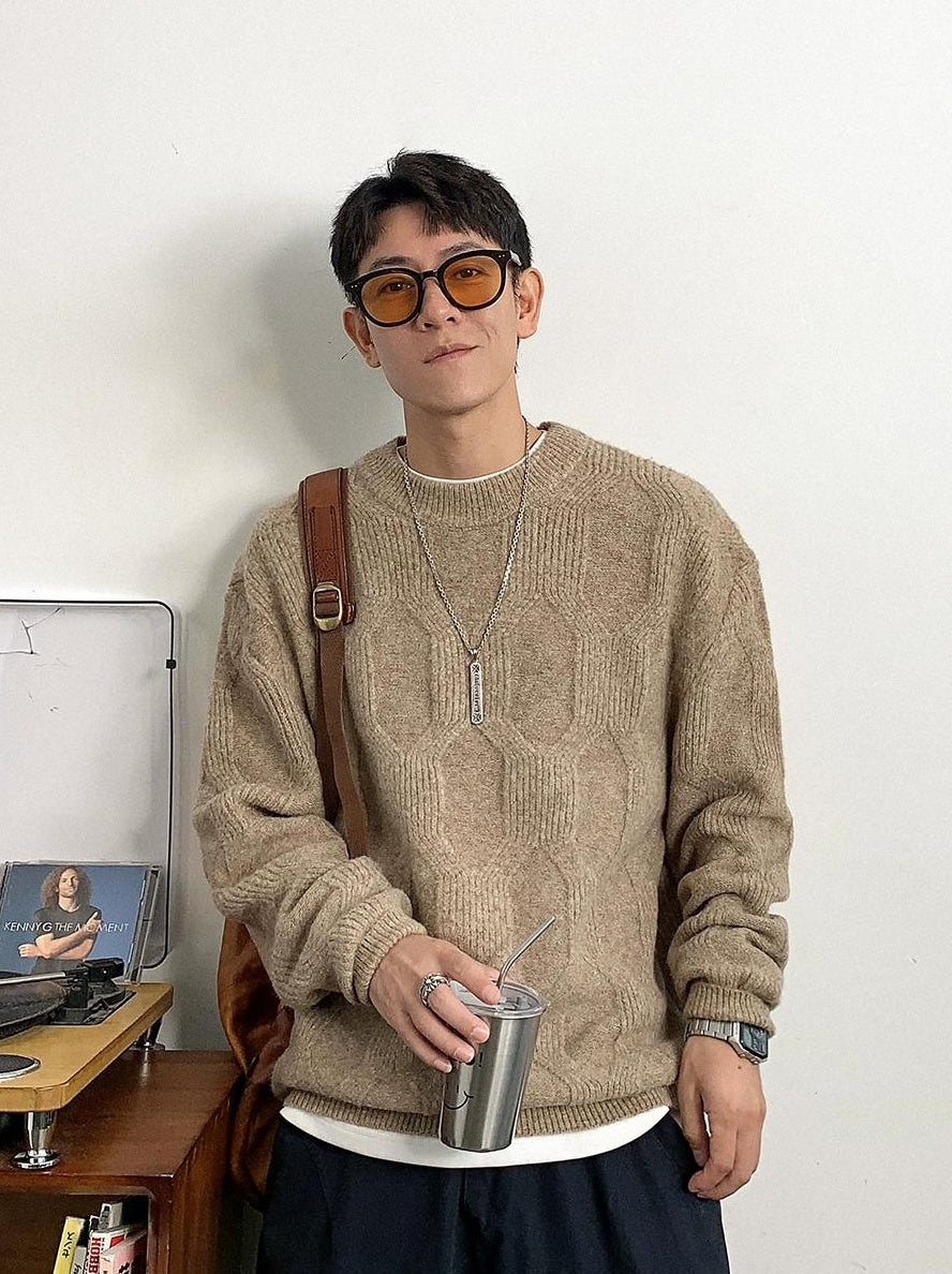 Wool-blend jacquard knit sweater