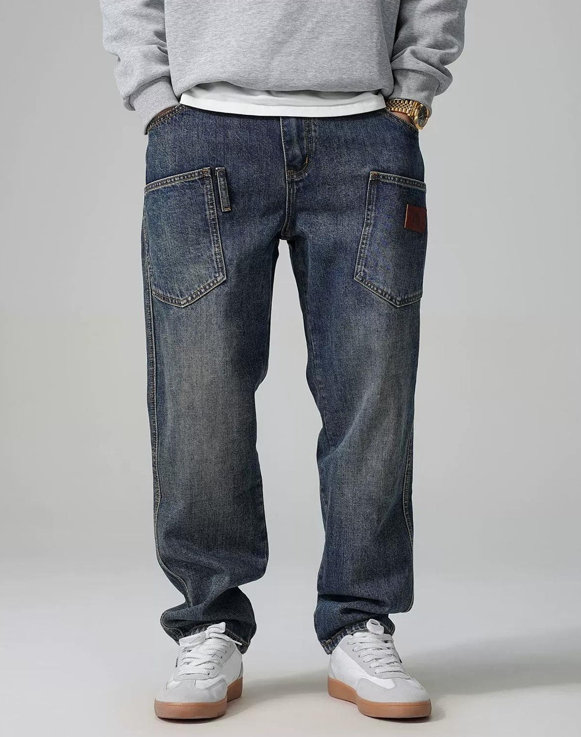 カジュアルマルチポケットワークジーンズ