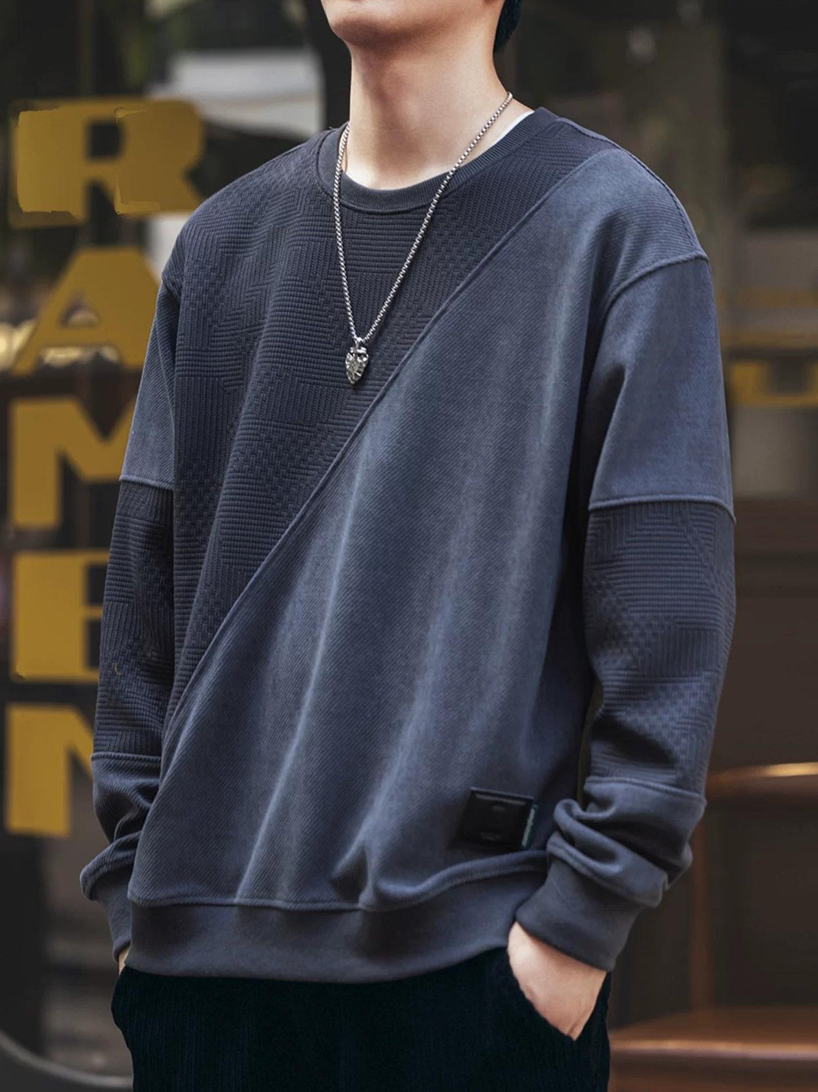 レトロ パッチワーク スウェットシャツ