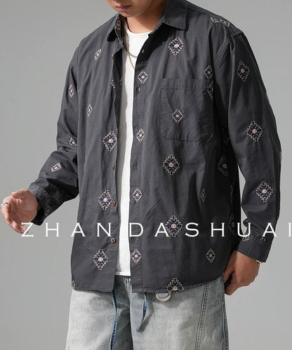 刺繍ロングスリーブシャツ