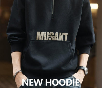 ブルーレトロハーフジップセーター