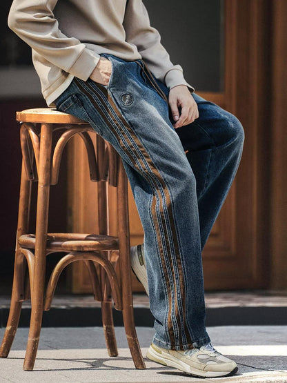 Retro Corduroy Splicing Jeans