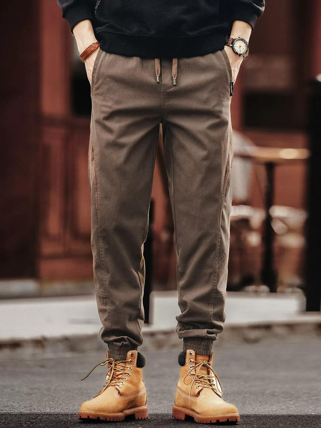 Retro Color Block Work Pants